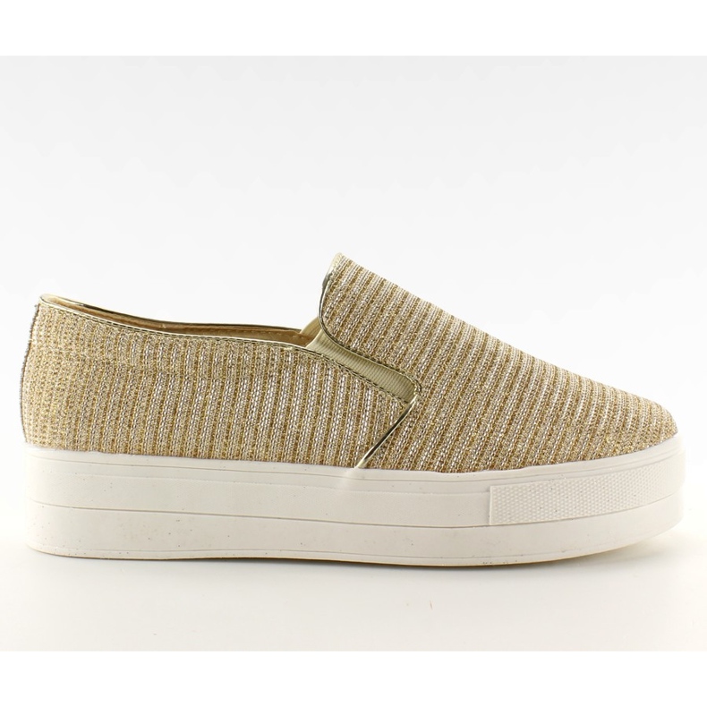 Material cu nervuri slip-on T225P Gold maro galben