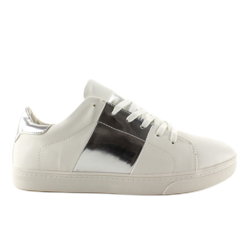 Pantofi sport cu laturi metalice G130 Silver gri alb