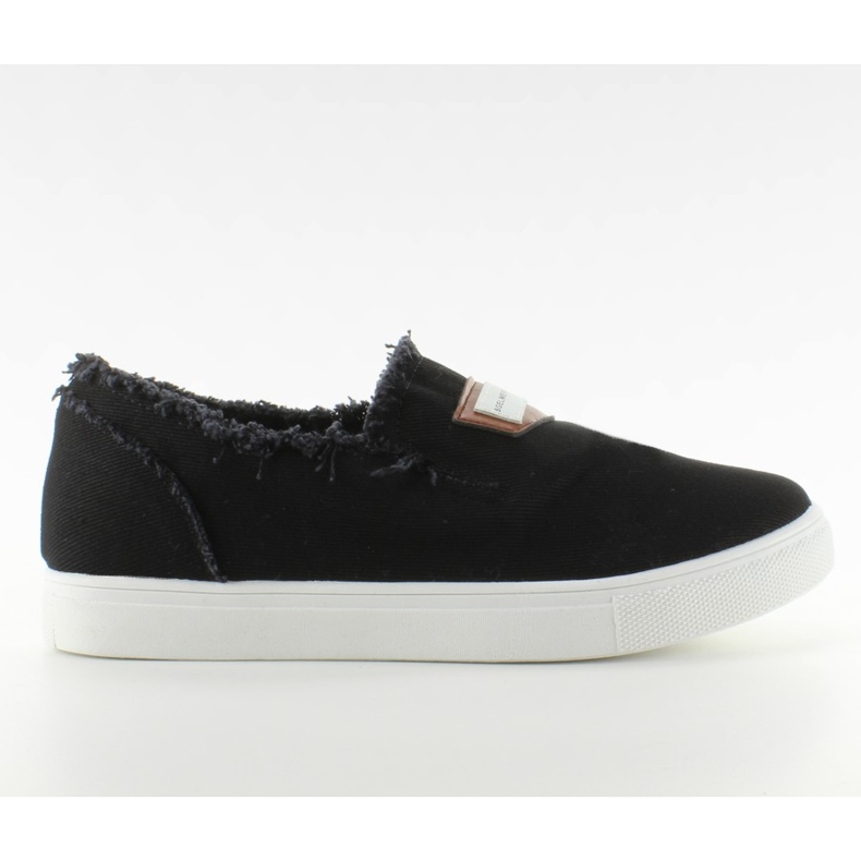 Denim slip-on cu plasture NB22 Black negru