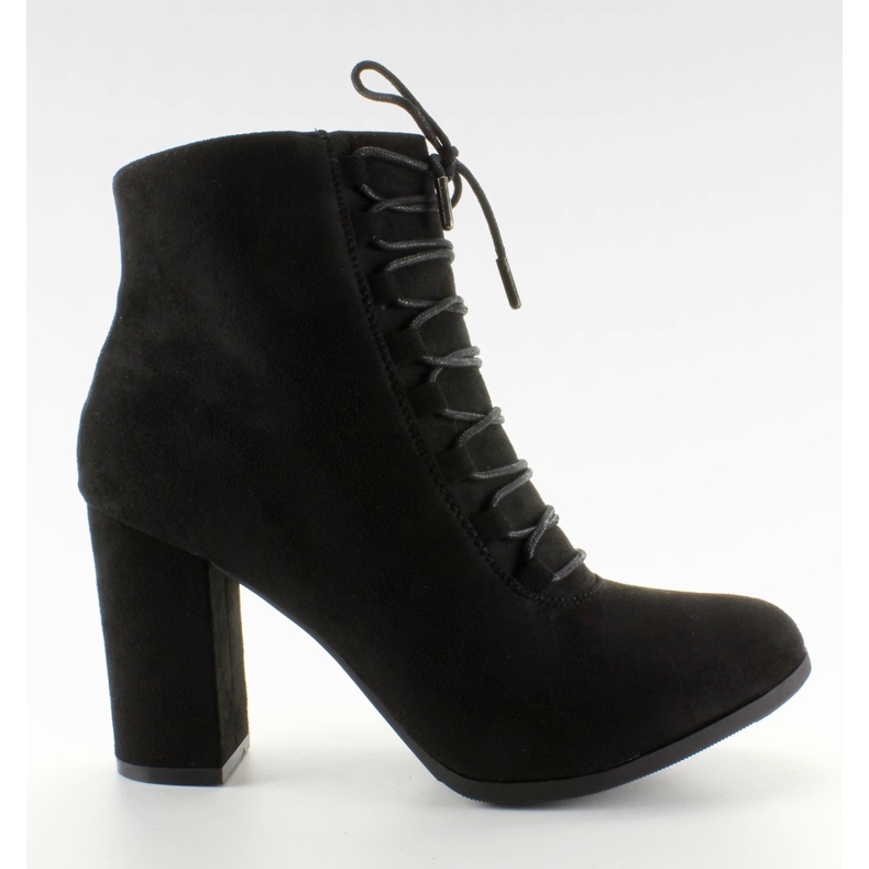 Cizme cu toc larg NC16 din piele neagră negru