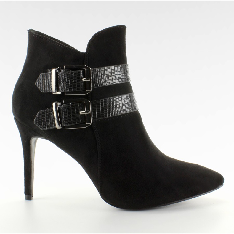 Cizme cu curele de șarpe 4087 Negru