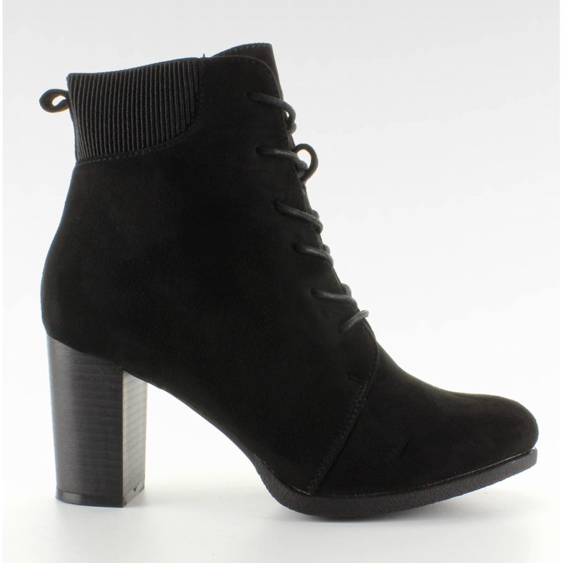 Cizme din piele de căprioară dantelată C306 Negru