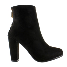 Botine netede, cu fermoar în spatele lui A920 Black negru