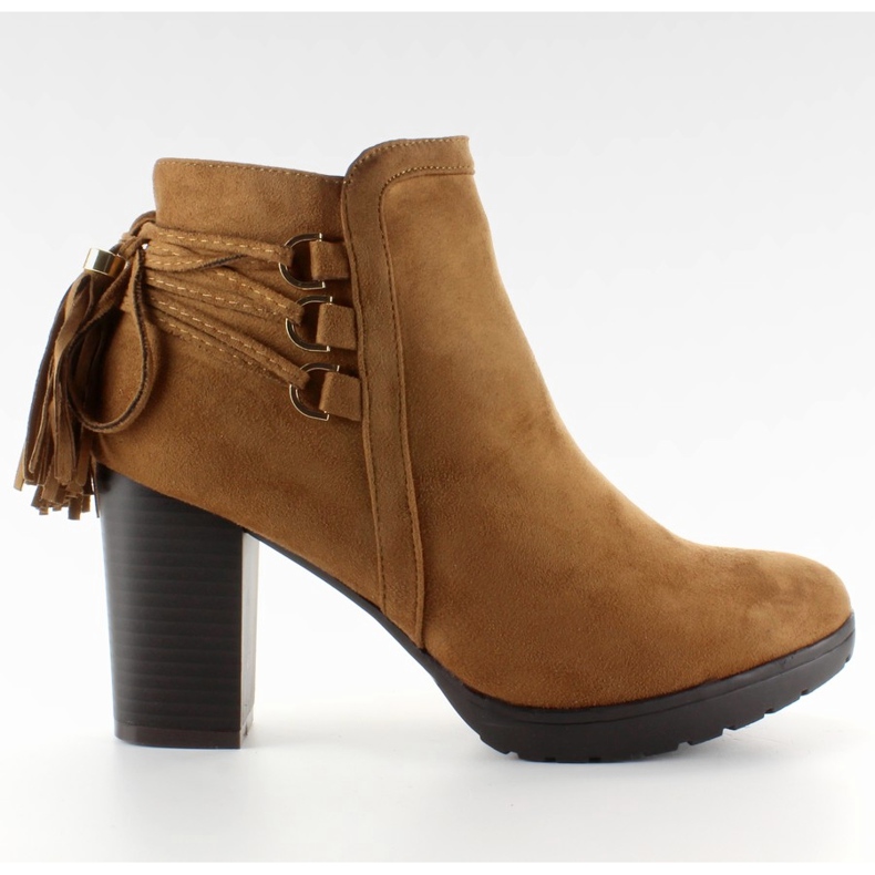 Ghete de gleznă cu cămașă decorativă Camel maro