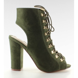 Pompe de dantelă cu vârf deschis la negru verde