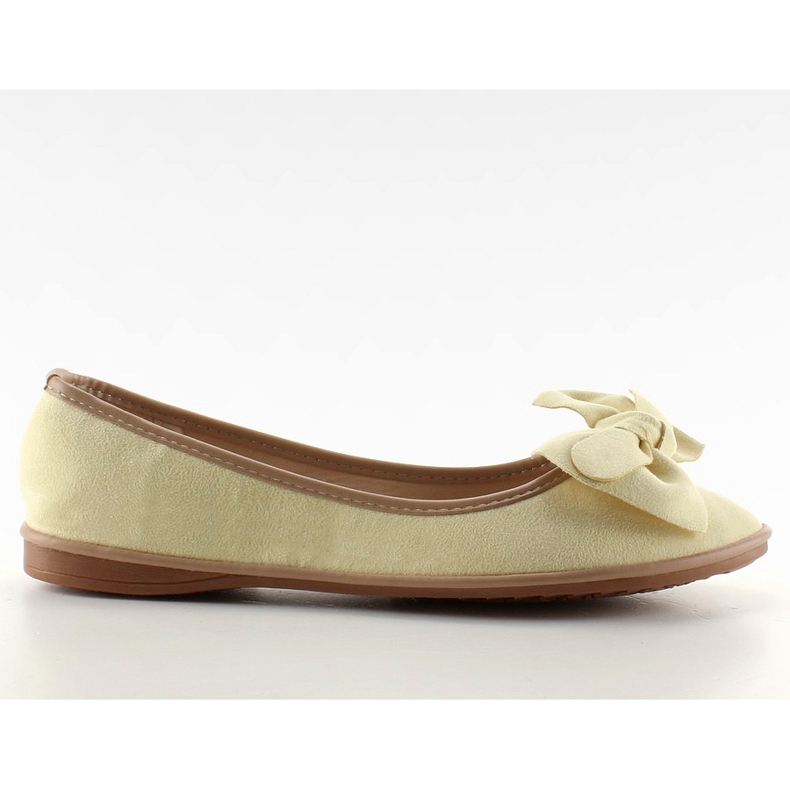Balerini din piele intoarsa cu fundita SK26 Galben Balerini din piele intoarsa cu fundita SK26 Galben