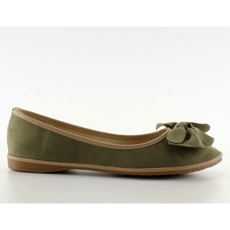 Balerini din piele intoarsa cu fundita SK26 Green verde