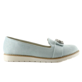 Mocasini din piele intoarsa pastel T245 Albastru