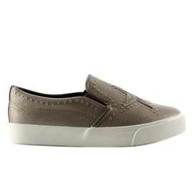Slipony cu șampanie elegantă BL89p gri multicolor