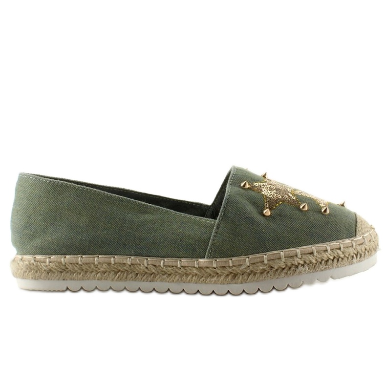 Espadrile din pânză cu știfturi CV-353 Green verde