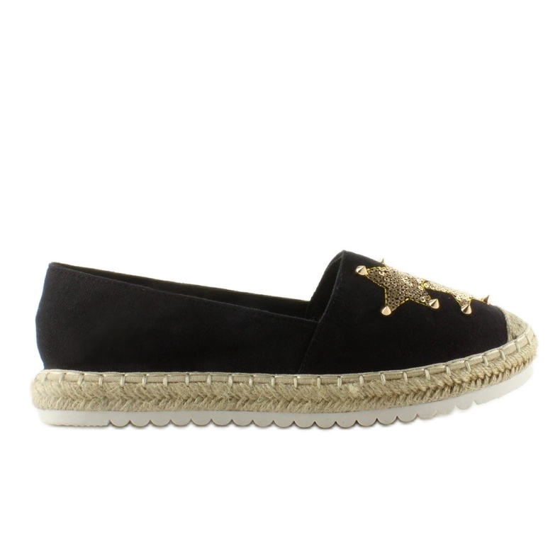 Espadrile din pânză cu știfturi CV-353 Black negru