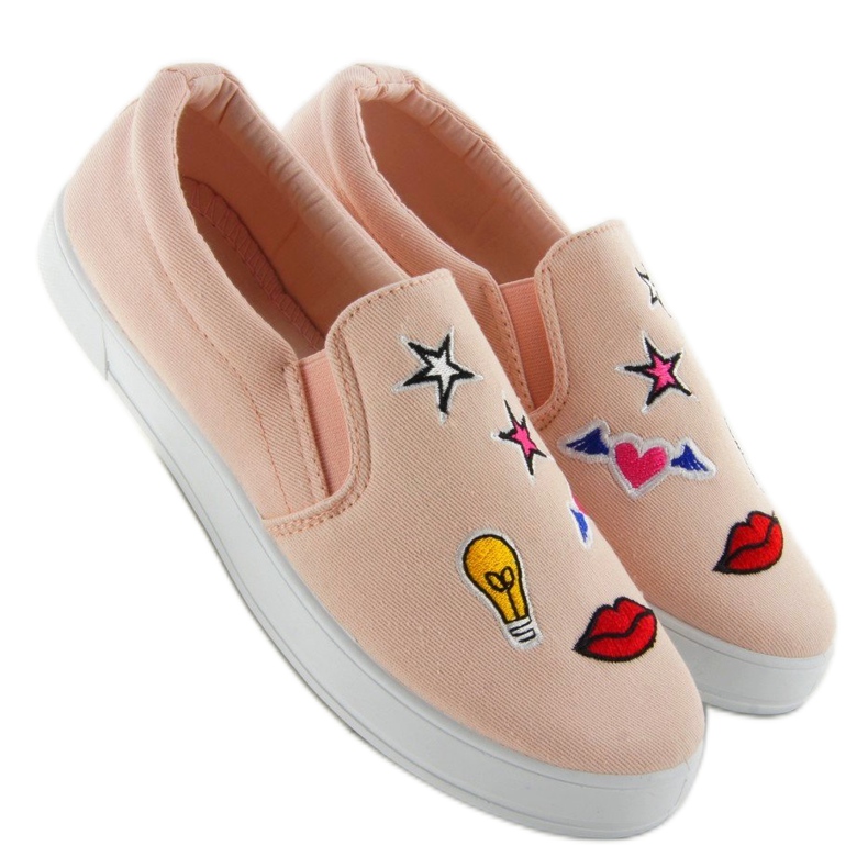 Slipons cu plasturi JX41P Pink multicolor roz