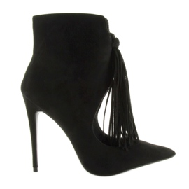 Cizme deschise cu franjuri 5035 Negru