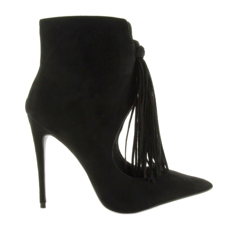 Cizme deschise cu franjuri 5035 Negru