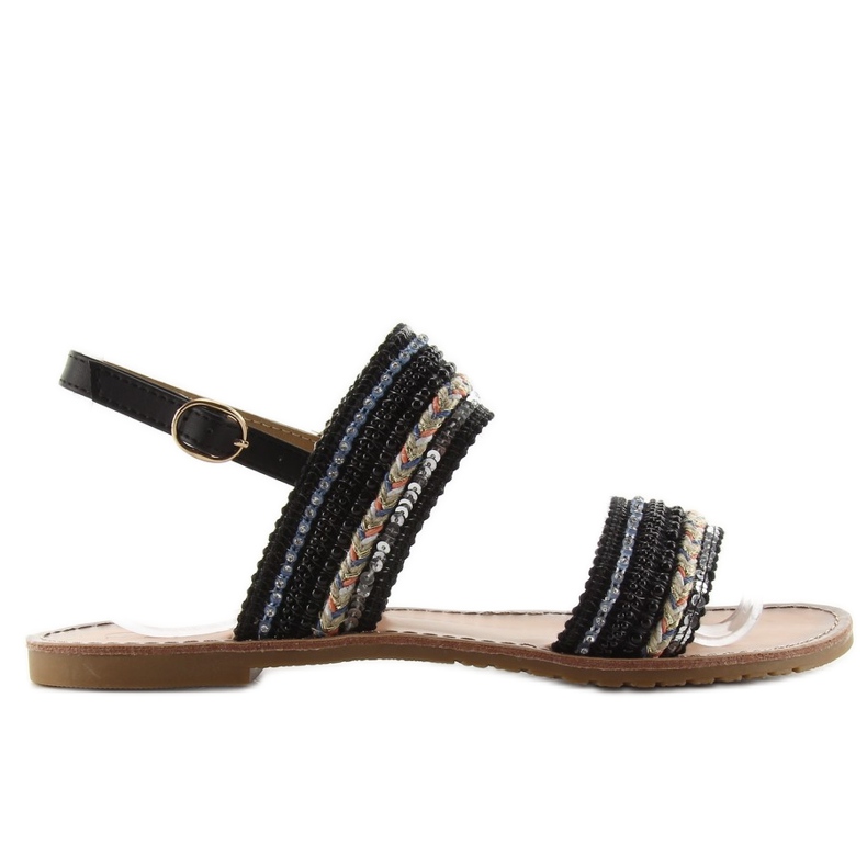 Sandale cu benzi decorate CL61 negre negru