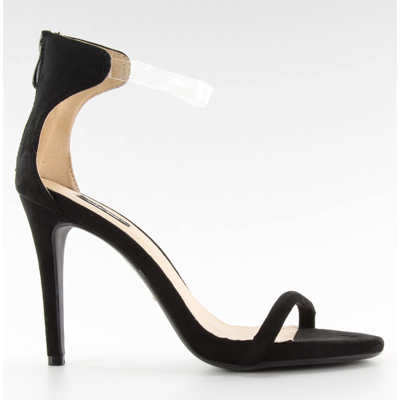 Sandale cu toc inalt cu curea transparenta 5075 Black negru Sandale cu toc inalt cu curea transparenta 5075 Black negru