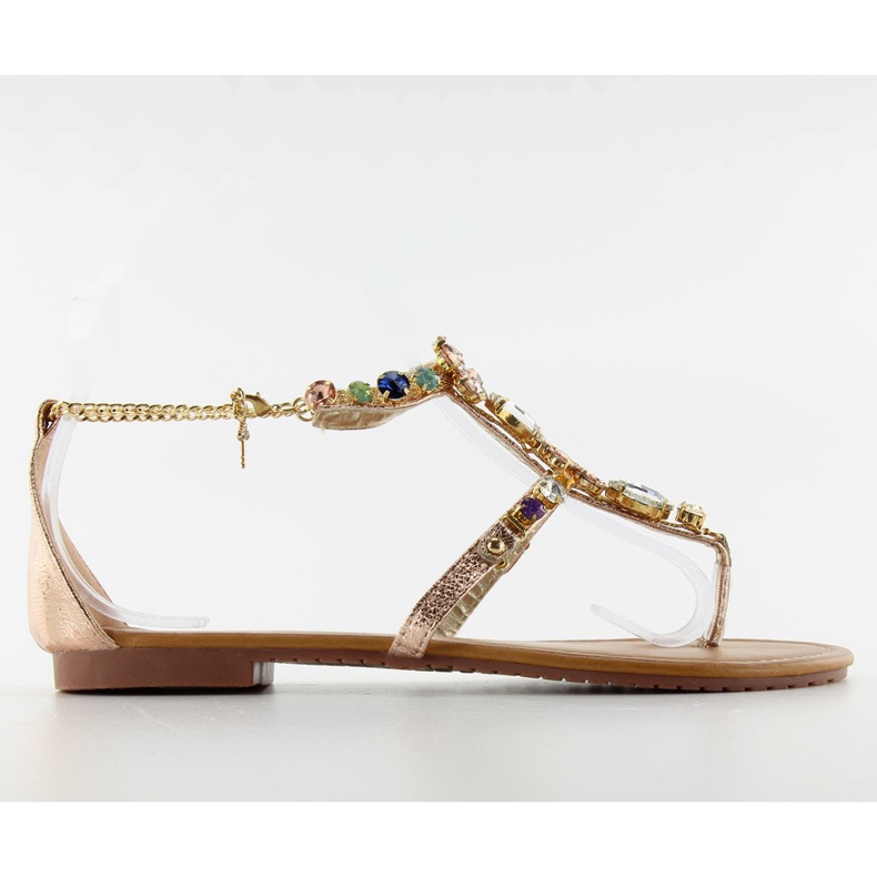 Sandale cu lanț la gleznă JH37 Pink roz