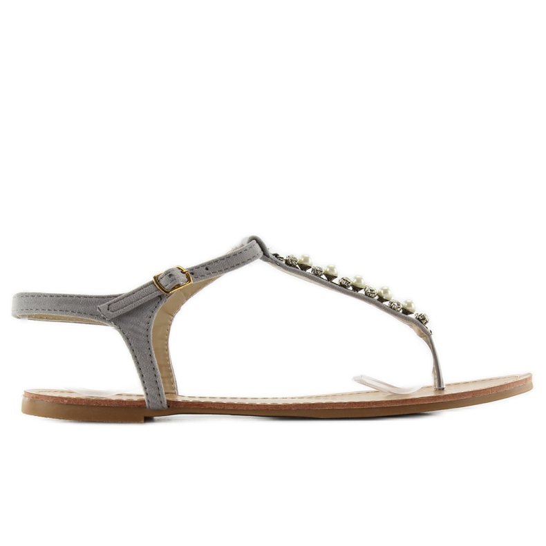 Sandale flip-flops cu perle gri DD28