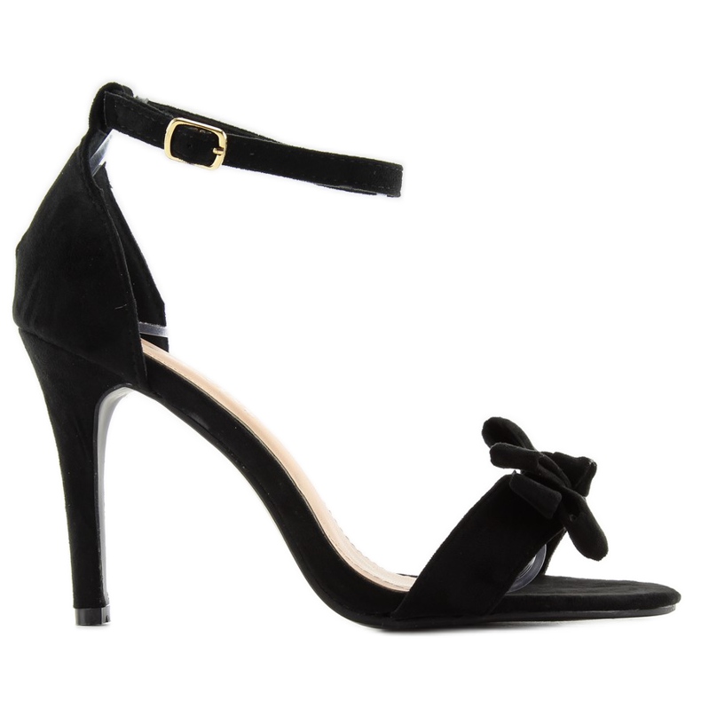 Sandale pe toc inalt cu fundita L71-8 neagra negru