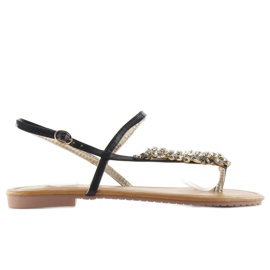 Sandale elegante cu pietre negre jh33 negru Sandale elegante cu pietre negre jh33 negru