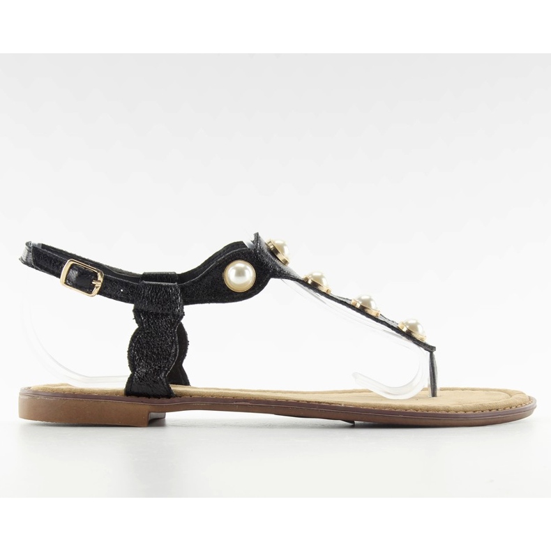 Flip-flops cu perle mari LL-75 Black negru
