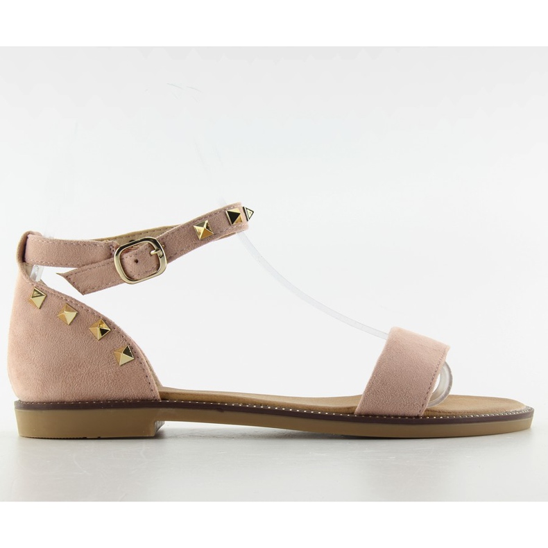 Sandale cu știfturi pe gleznă s51 roz