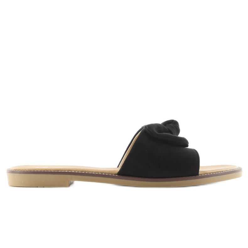 Papuci de dama cu fundita S52 neagra negru