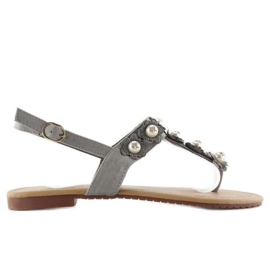 Flip-flops cu perle D-6541 gri Flip-flops cu perle D-6541 gri