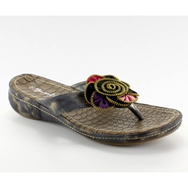 Flip-flops cu floarea A123-1 negru