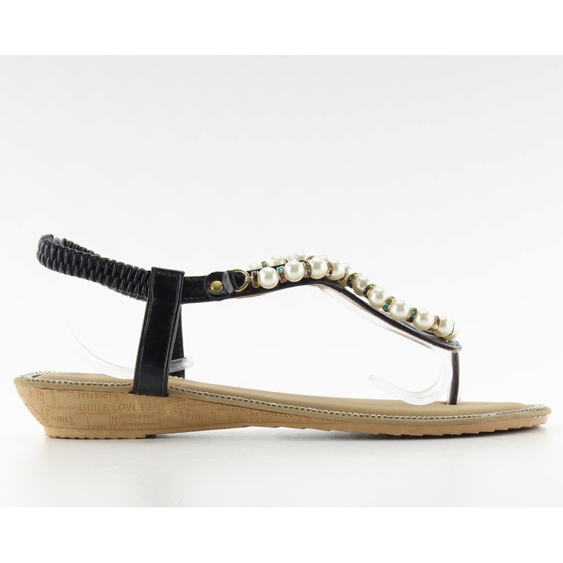 Sandale cu perle 2017-25 Negru