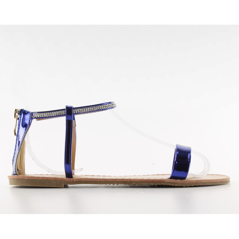 Sandale cu pietre la gleznă s060021 Royal Blue albastru marin