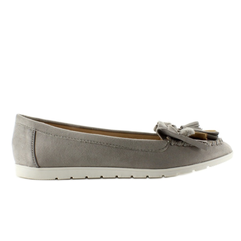 Mocasini de piele intoarsa cu franjuri 7122 Gri