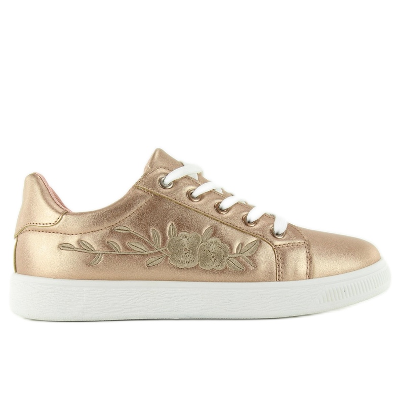 Adidasi din cupru cu broderie 6732-y Rose Gold galben