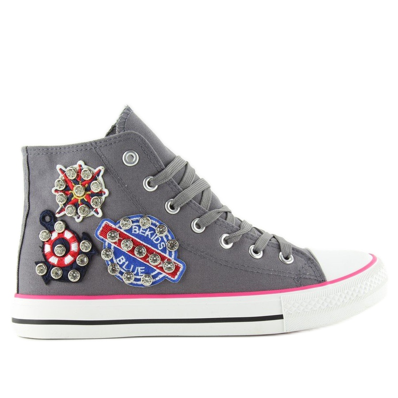 Adidași la gleznă cu pietre BL101P Gri Adidași la gleznă cu pietre BL101P Gri