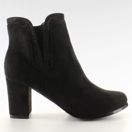 Cizme cu toc AL-1 de piele intoarsa neagra negru