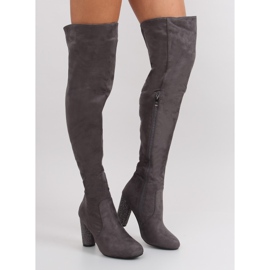 Cizme cu toc înalt cu coapsă gri Cizme cu toc înalt cu coapsă gri