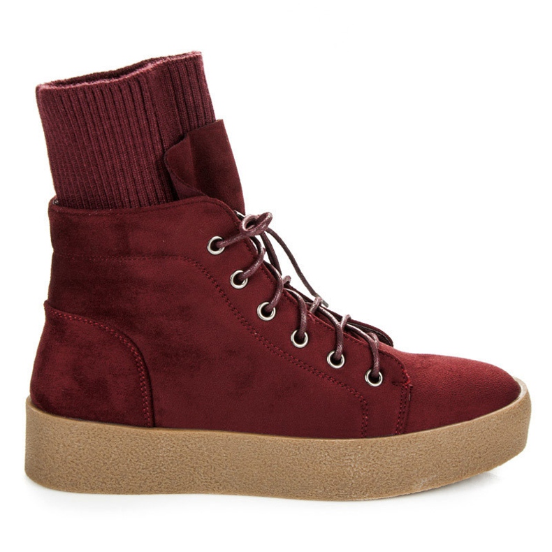 Ideal Shoes Cizme Maroon Creepers roșu