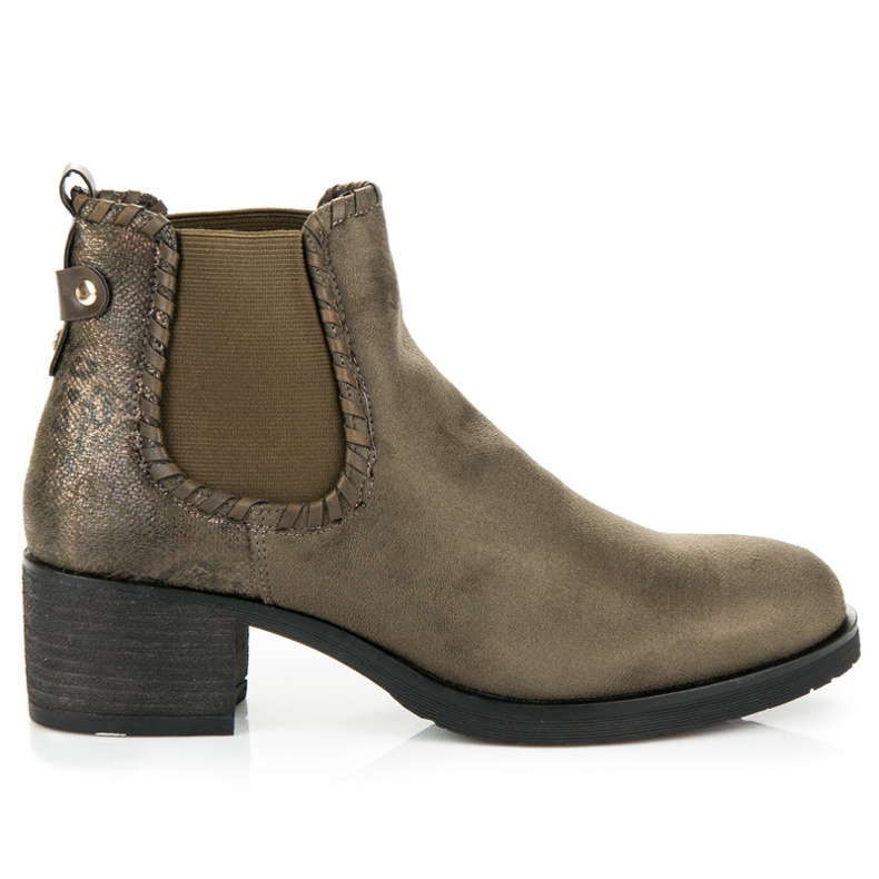 Ideal Shoes Cizme chelsea cu toc inalt verde