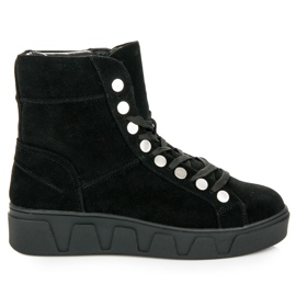 Betler Cizme cu dantelă pe platformă negru