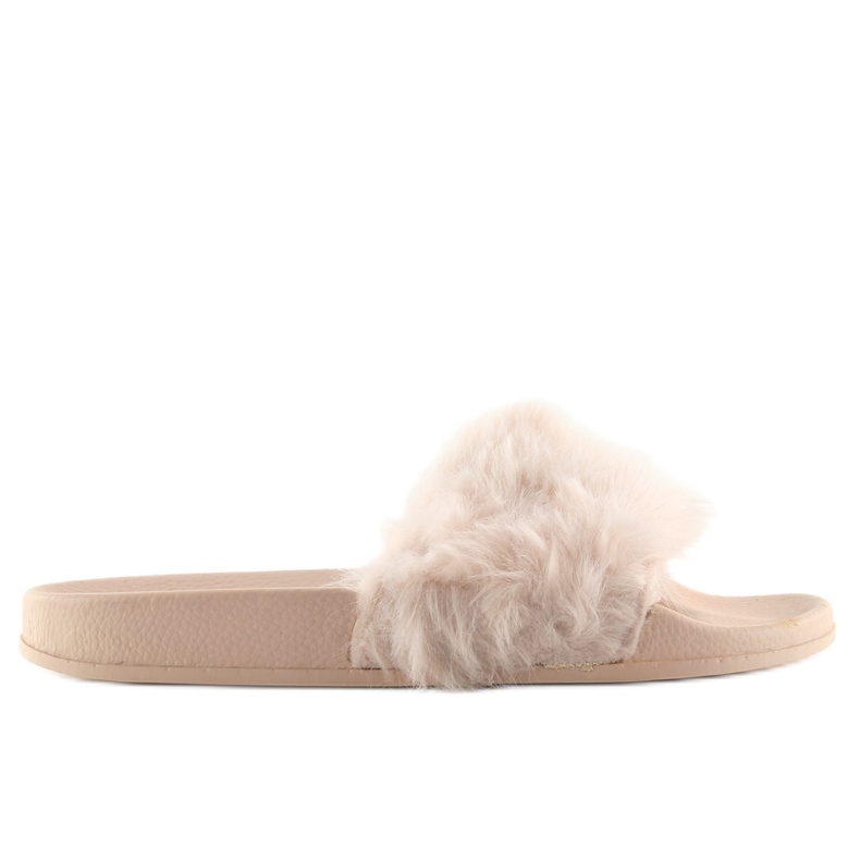 Bej 58-6 papuci nud cu blana