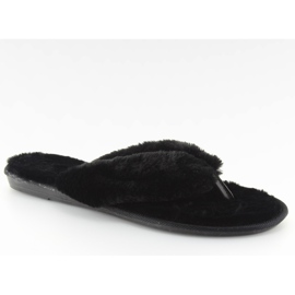 Flip-flops negri negri cu blană negru Flip-flops negri negri cu blană negru