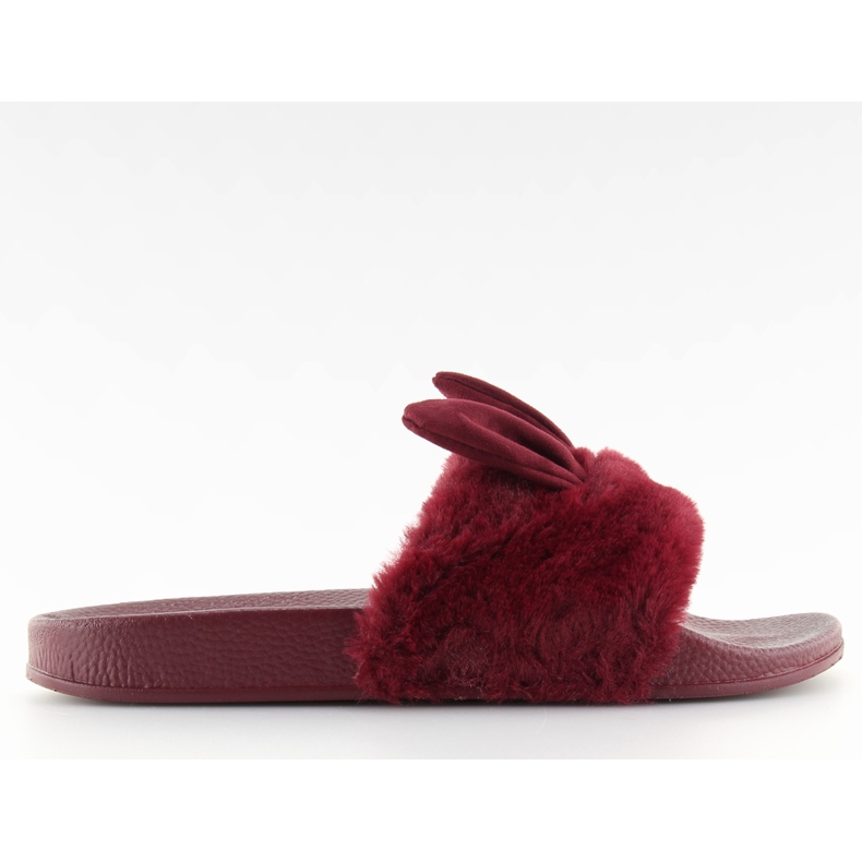 Papuci cu blană și urechi maro roșii roșu