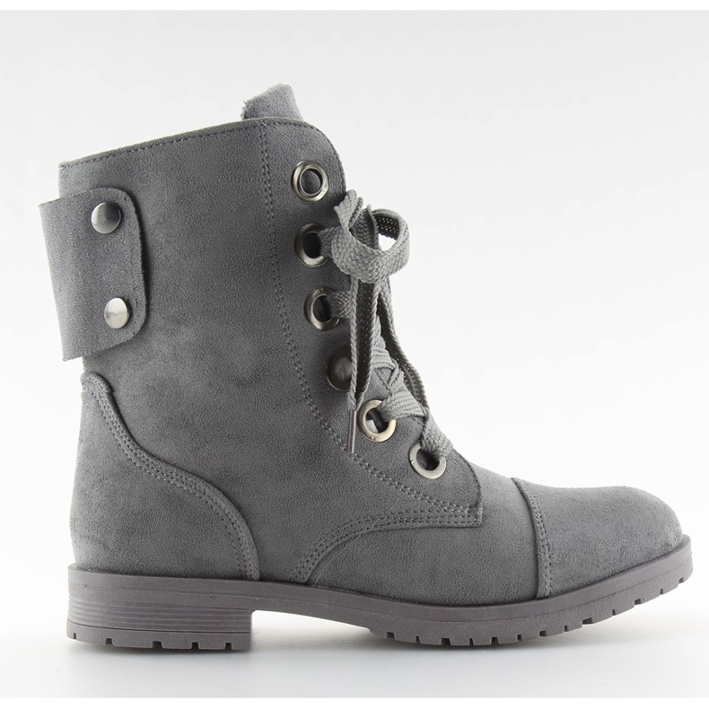 Cizme gri de lucru cu sireturi 8901 gri