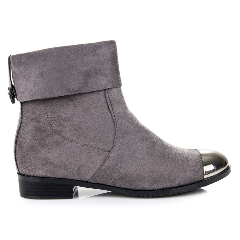 Ideal Shoes Botine din piele de căprioară cu fermoar gri