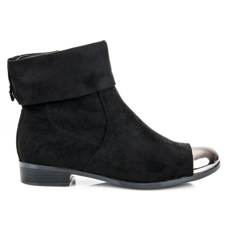 Ideal Shoes Botine din piele de căprioară cu fermoar negru