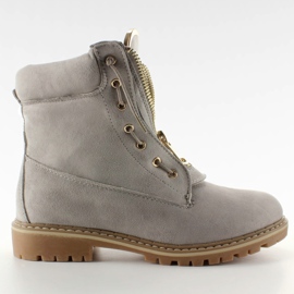 Pantofi balman gri din piele intoarsa