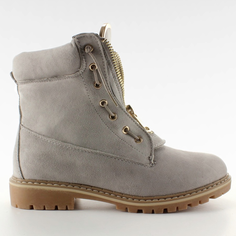 Pantofi balman gri din piele intoarsa