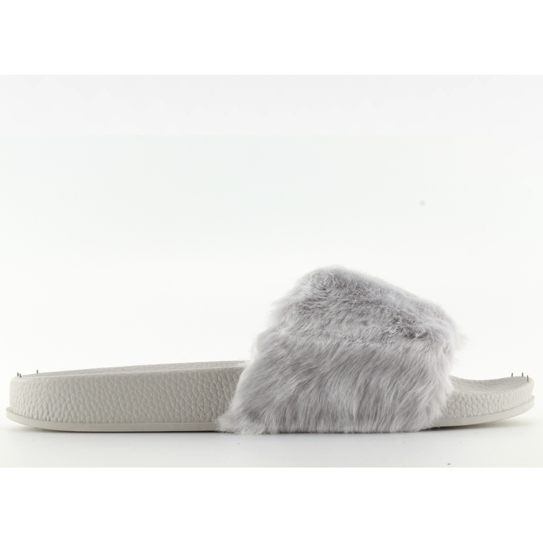 Papuci gri cu blana zy383-007-3 gri