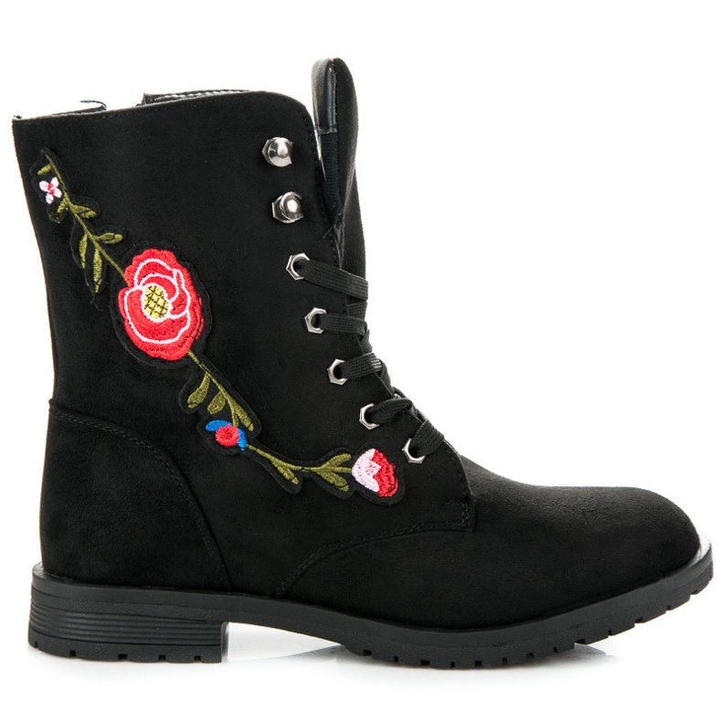 Sport Genti brodate din piele intoarsa negru