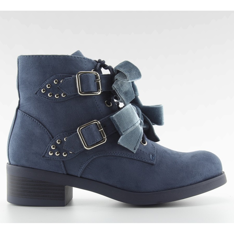 Cizme cu dantelă cu fundițe albastru-marin